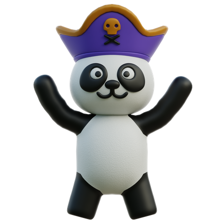Panda Pirata com Chapéu Distinto  3D Illustration