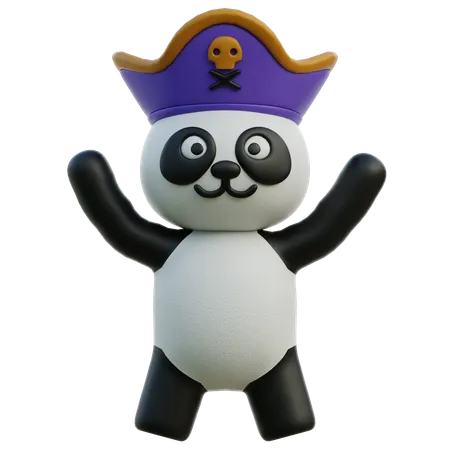 Panda Pirata com Chapéu Distinto  3D Illustration