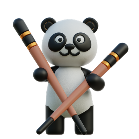 Panda sosteniendo palillos  3D Icon