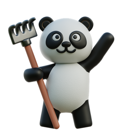 Panda sosteniendo un rastrillo  3D Icon