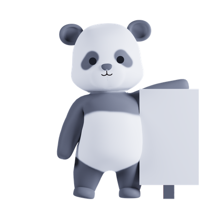 Panda tenant une pancarte  3D Illustration