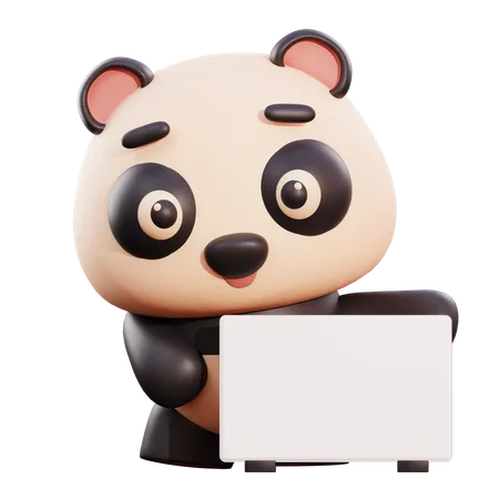 Panda tenant une pancarte  3D Illustration