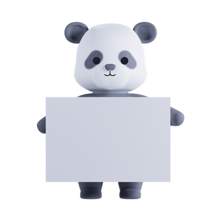 Panda tenant une pancarte  3D Illustration