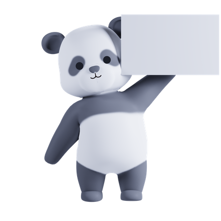 Panda tenant une pancarte  3D Illustration