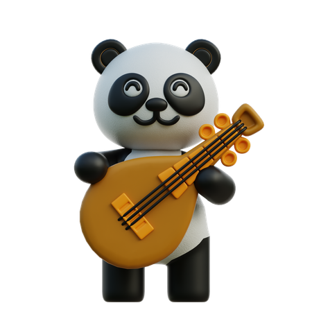 Panda tocando alaúde  3D Illustration
