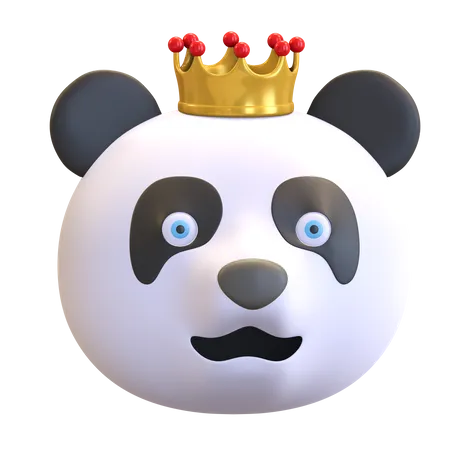 Panda Tragt Konigskrone Emoticon Cartoon 3 D Render Illustration 3D Emoji