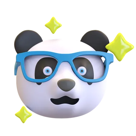 Panda Tragt Lustige Brille Emoticon Cartoon 3 D Render Illustration 3D Emoji