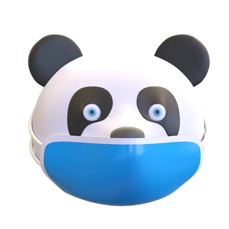 Panda Tragt Maske Emoticon Cartoon 3 D Render Illustration 3D Emoji