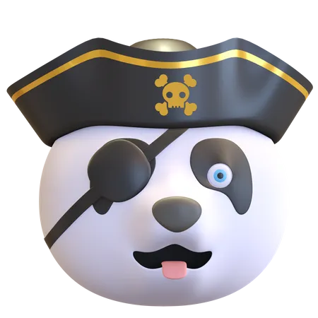 Panda Tragt Piratenhut Emoticon Cartoon 3 D Render Illustration 3D Emoji