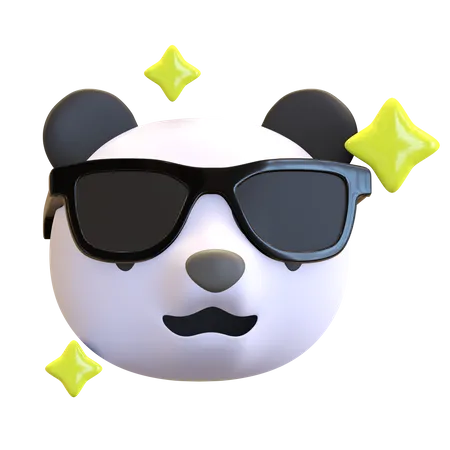 Panda Tragt Schwarze Brille Emoticon Cartoon 3 D Render Illustration 3D Emoji