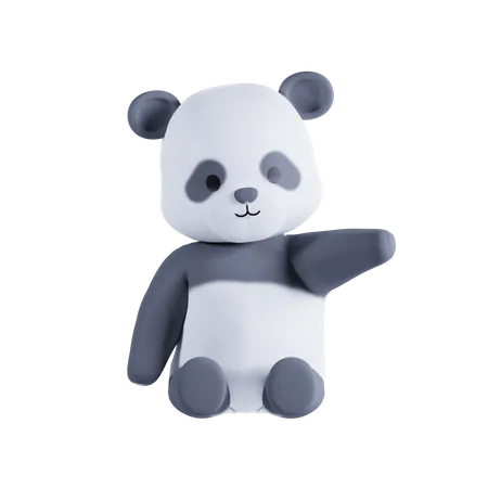 Panda Waving Hand  3D Illustration