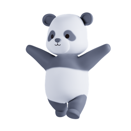 Panda Waving Hands  3D Illustration