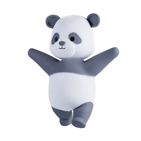 Panda Waving Hands  3D Illustration