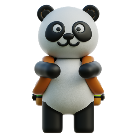 Panda Wearing Bag  3D Illustration
