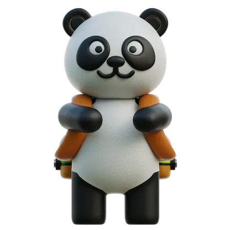 Panda Wearing Bag  3D Illustration