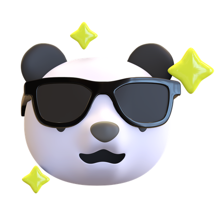 Panda wearing black glasses 3D Illustration