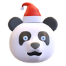 3d panda wearing christmas hat logo