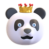 3d panda wearing crown