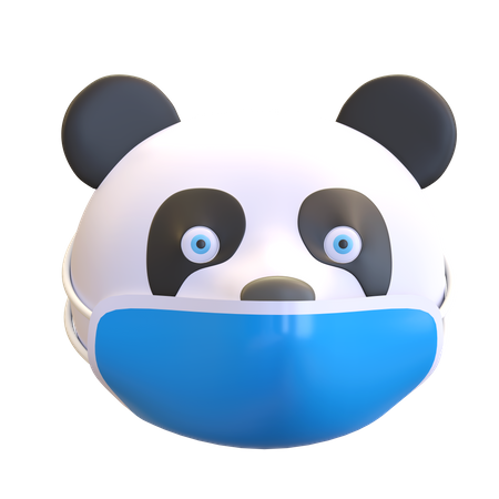 Panda wearing mask 3D Illustration