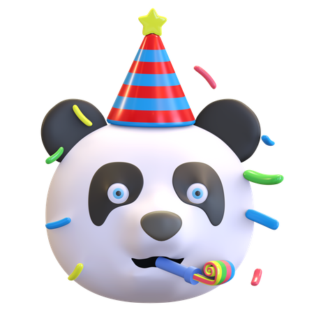 Panda wearing party hat 3D Illustration