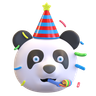 panda wearing party hat emoji 3d
