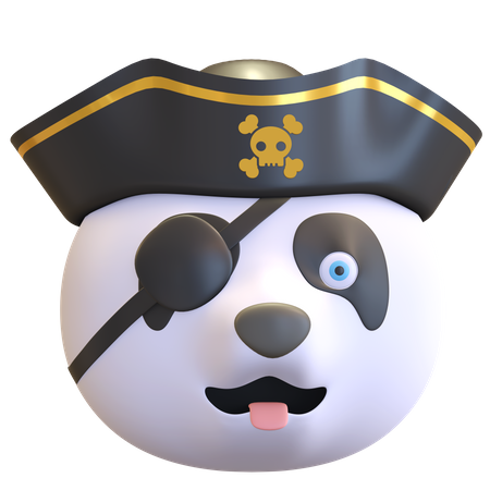 Panda wearing pirates hat  3D Illustration
