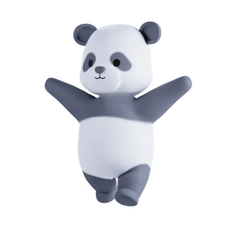 Panda winkt mit den Händen  3D Illustration