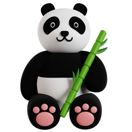 Panda with Bamboo  3D Icon