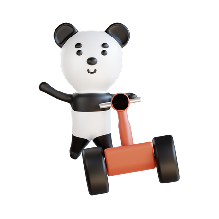 Panda With Scooter 3D Illustration