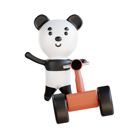 Panda With Scooter  3D Illustration