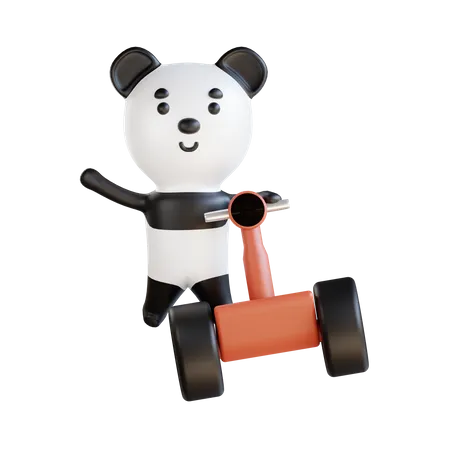 Panda With Scooter  3D Illustration