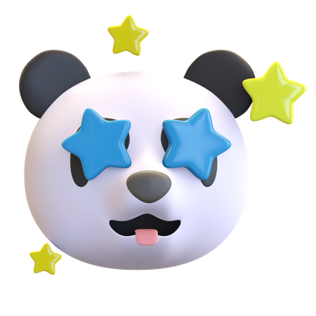 Panda with star in eye 3D Illustration