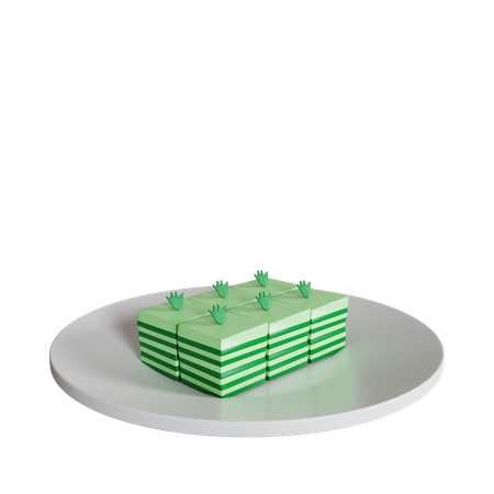 Pandan Lapis Kuchen auf einem Teller  3D Icon