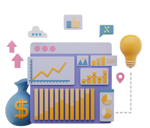 Panel de marketing empresarial  3D Illustration