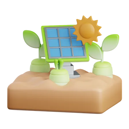 Panel Solar De Renderizado 3 D Aislado Util Para Agricultura Tecnologia Granja Inteligente Y Elemento De Diseno De Innovacion 3D Icon