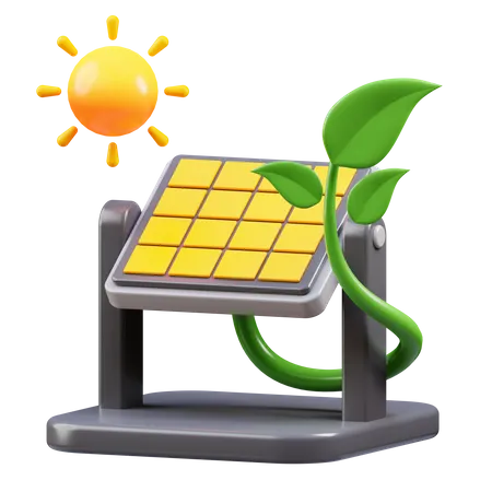 Panel solar con sol  3D Icon