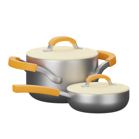 Panela e frigideira  3D Icon