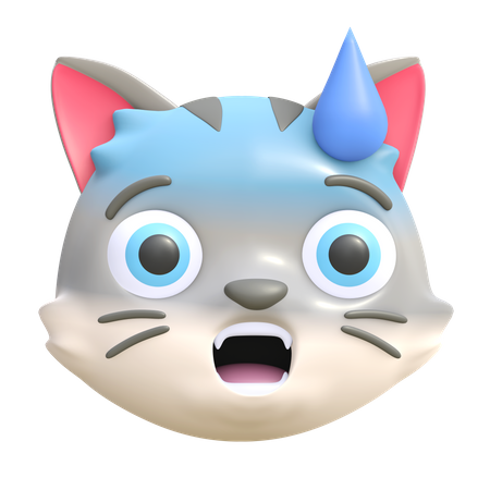 Panic cat  3D Emoji