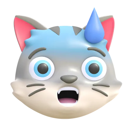 Panic cat  3D Emoji