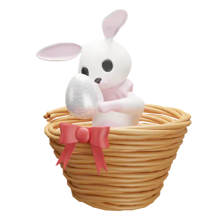 Panier avec lapin et oeuf  3D Icon