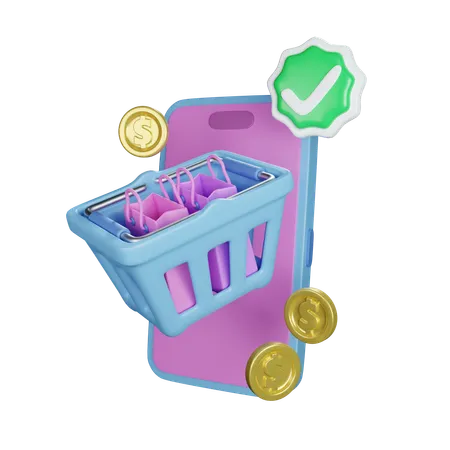 Panier d'achat en ligne  3D Icon