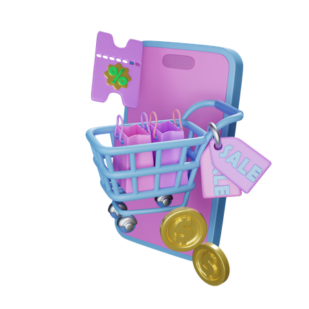 Panier d'achat en ligne  3D Icon