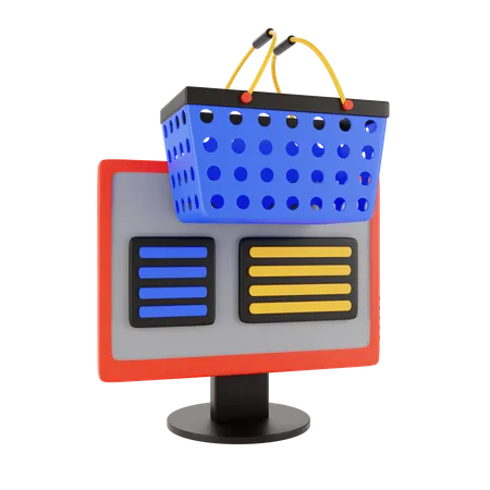 Panier d'achat en ligne  3D Illustration