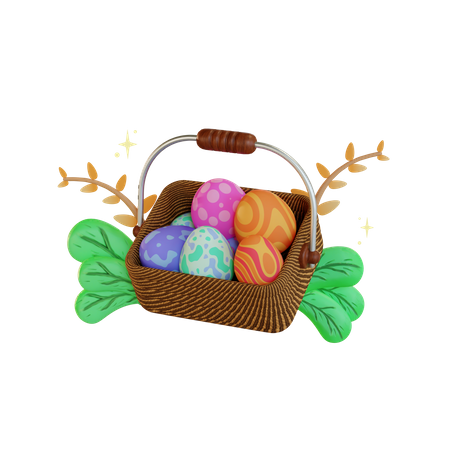 Panier d'oeufs de Pâques  3D Illustration