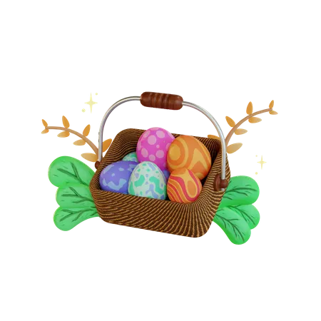 Panier d'oeufs de Pâques  3D Illustration