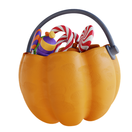 Panier de bonbons à la citrouille  3D Icon