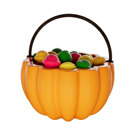 Panier de bonbons à la citrouille  3D Illustration