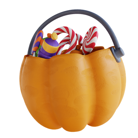 Panier de bonbons à la citrouille  3D Icon