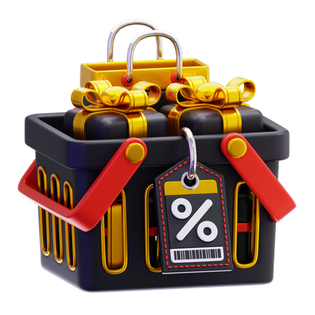 Panier d'achat du vendredi noir  3D Icon