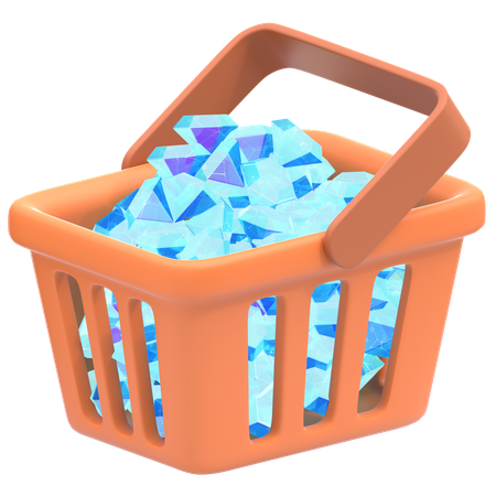 Panier rempli de diamants  3D Icon